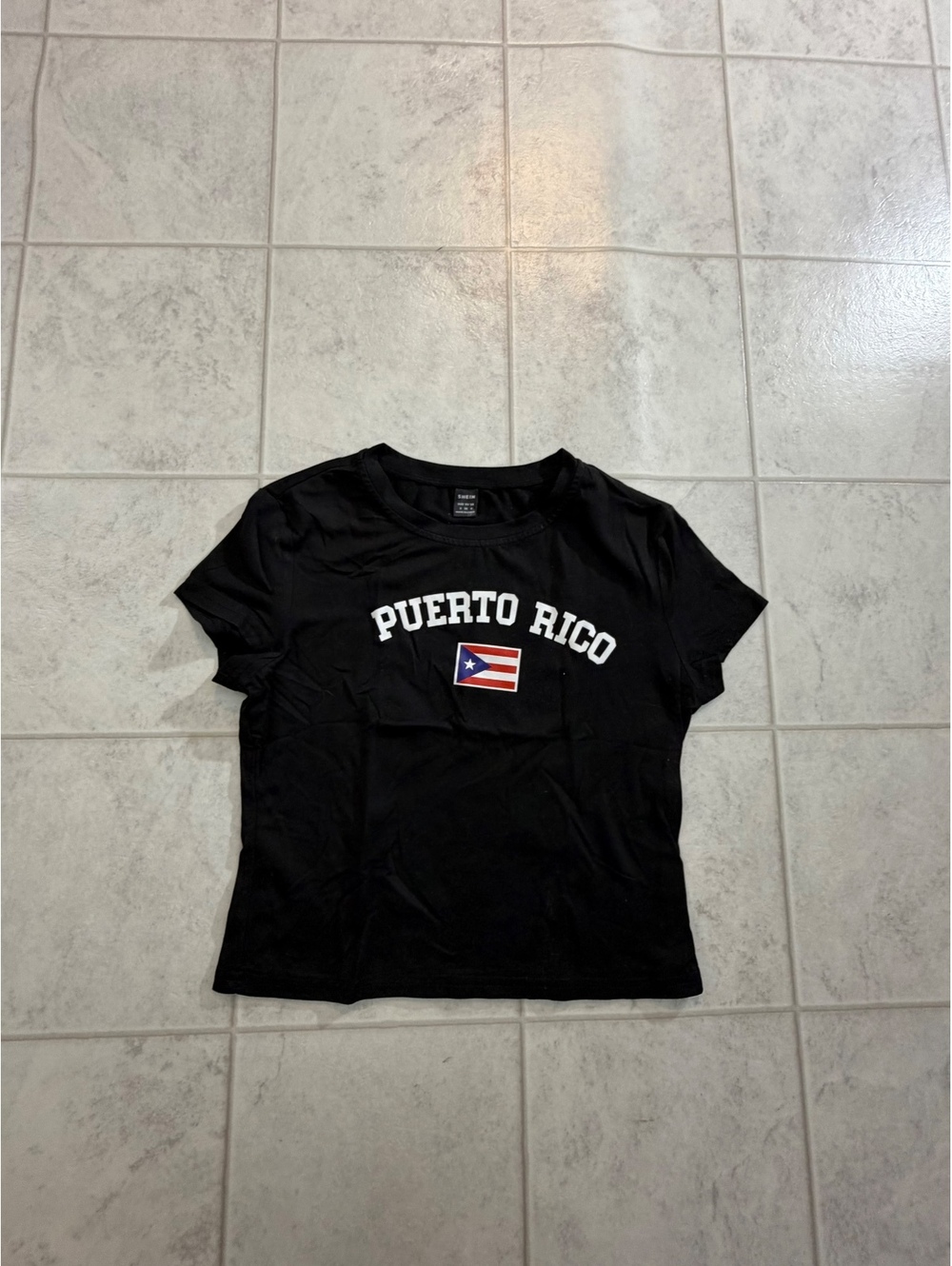 SHEIN Puerto Rico Graphic T Shirt Black